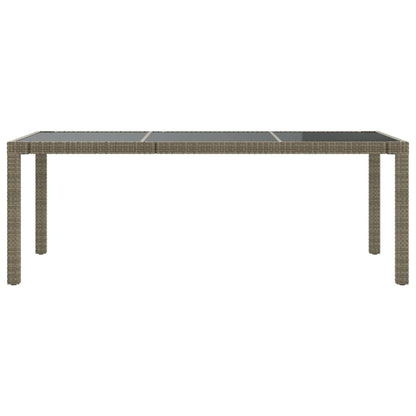 vidaXL Tuintafel 190x90x75 cm gehard glas en poly rattan grijs