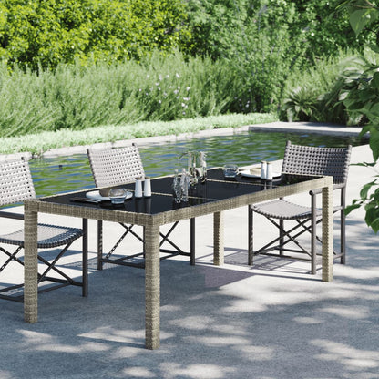 vidaXL Tuintafel 190x90x75 cm gehard glas en poly rattan grijs