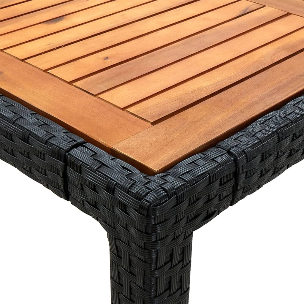 vidaXL Tuintafel 190x90x75 cm poly rattan en acaciahout zwart