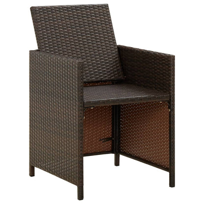 vidaXL Tuinstoelen 4 st met kussens poly rattan bruin