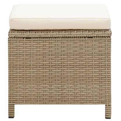 vidaXL Tuinstoelen 2 st met voetenbanken poly rattan beige