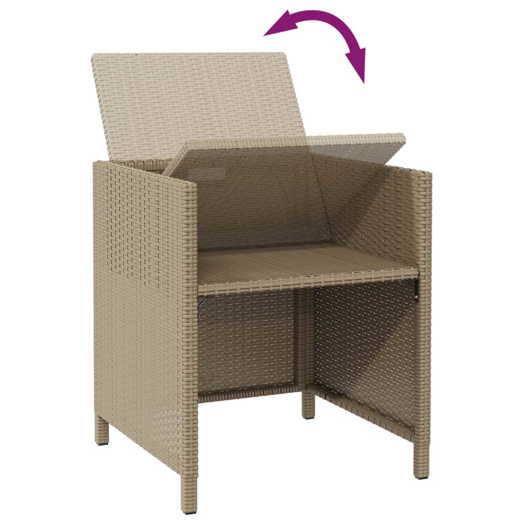 vidaXL Tuinstoelen 2 st met voetenbanken poly rattan beige