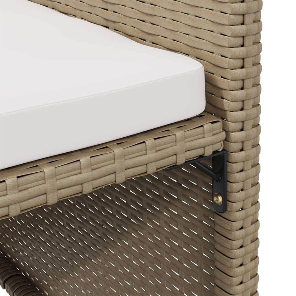 vidaXL Tuinstoelen 2 st met voetenbanken poly rattan beige