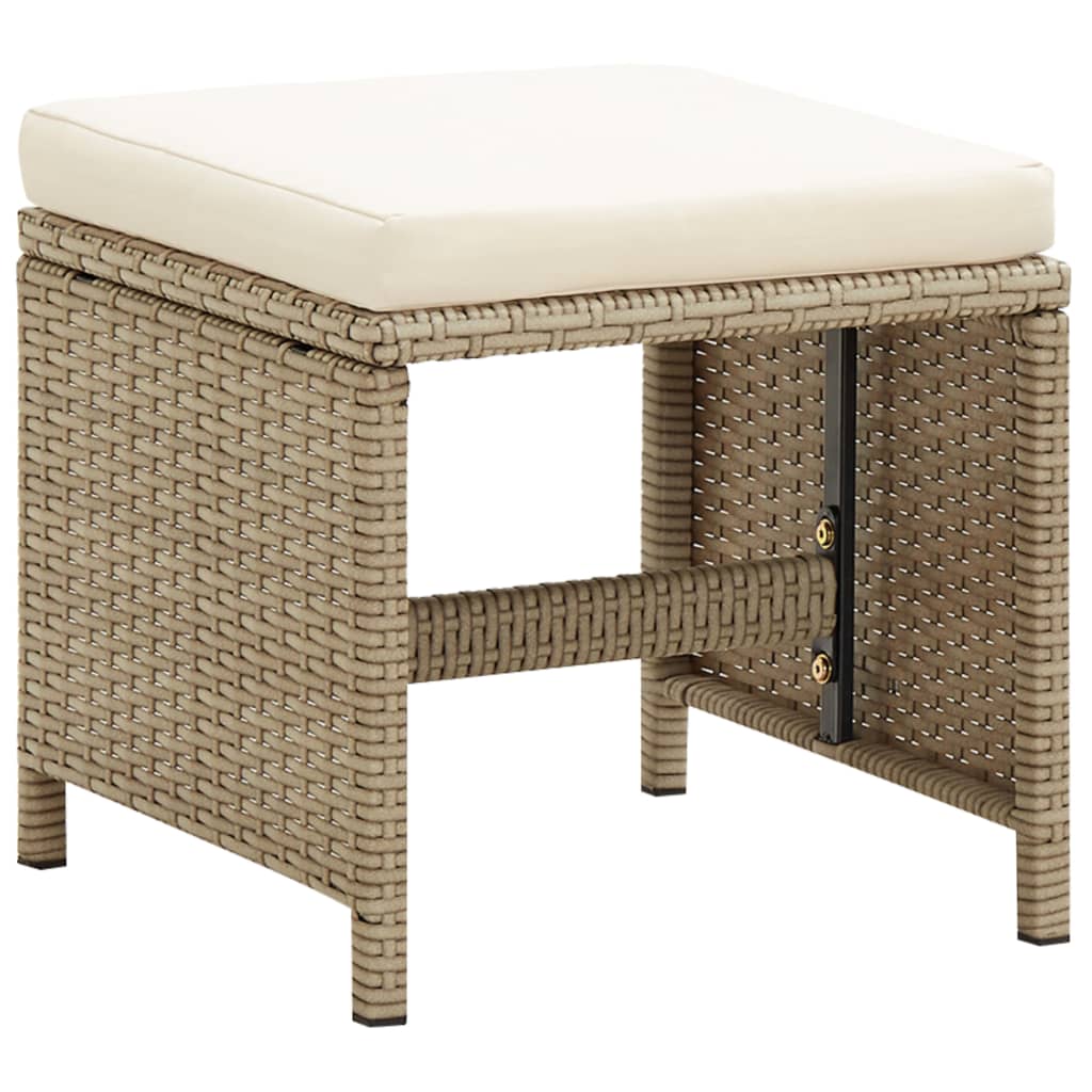 vidaXL Tuinstoelen 2 st met voetenbanken poly rattan beige