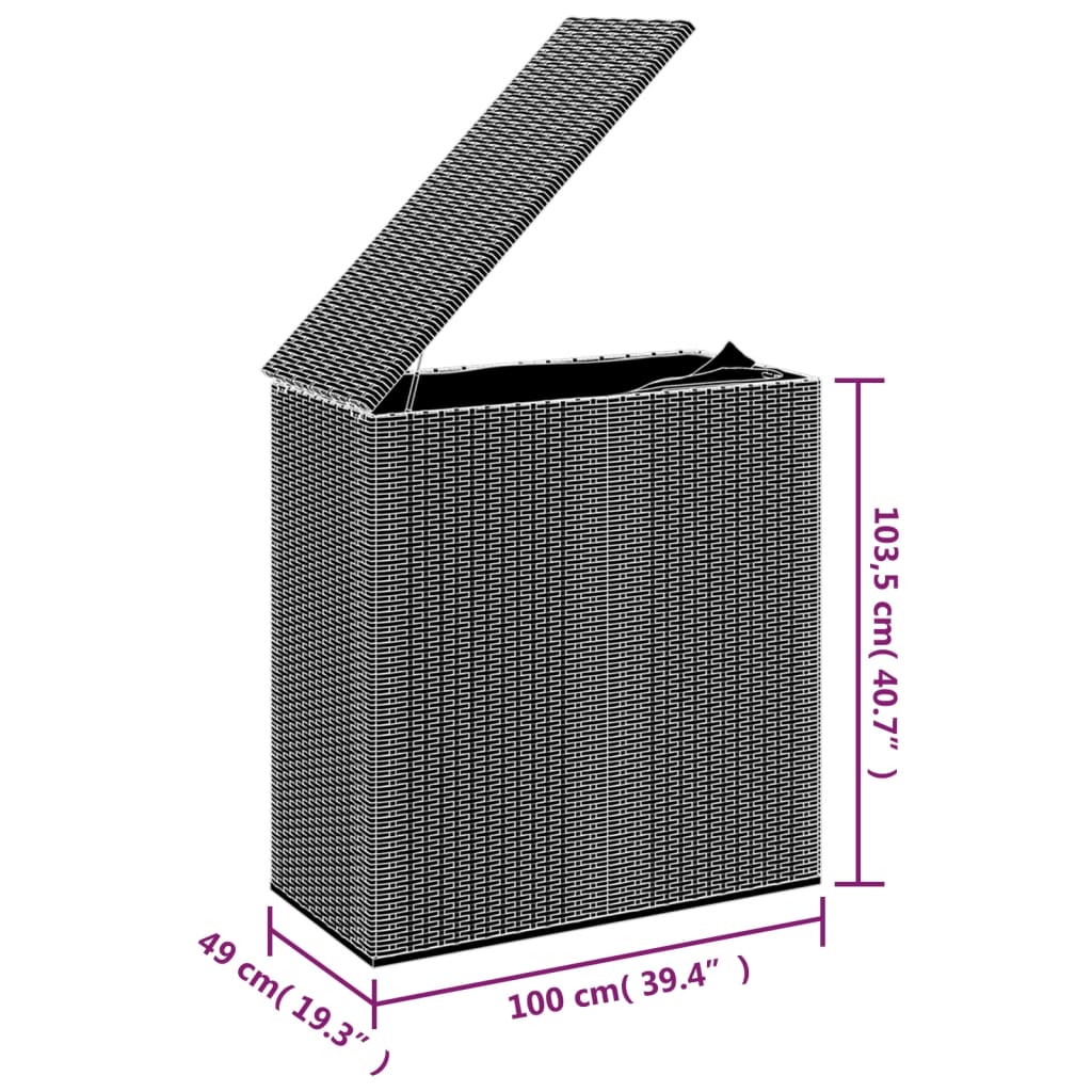 vidaXL Tuinbox 100x49x103,5 cm polyetheen rattan zwart