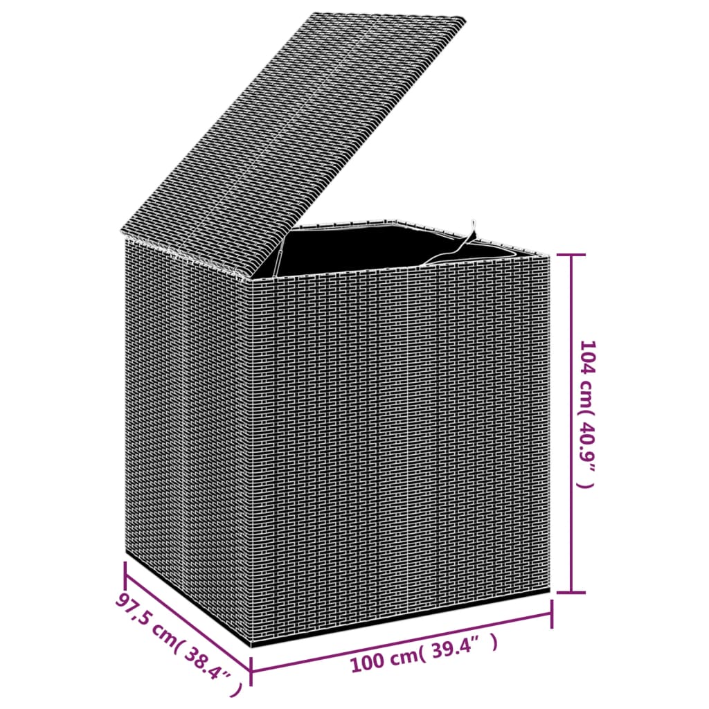 vidaXL Tuinbox 100x97,5x104 cm polyetheen rattan grijs