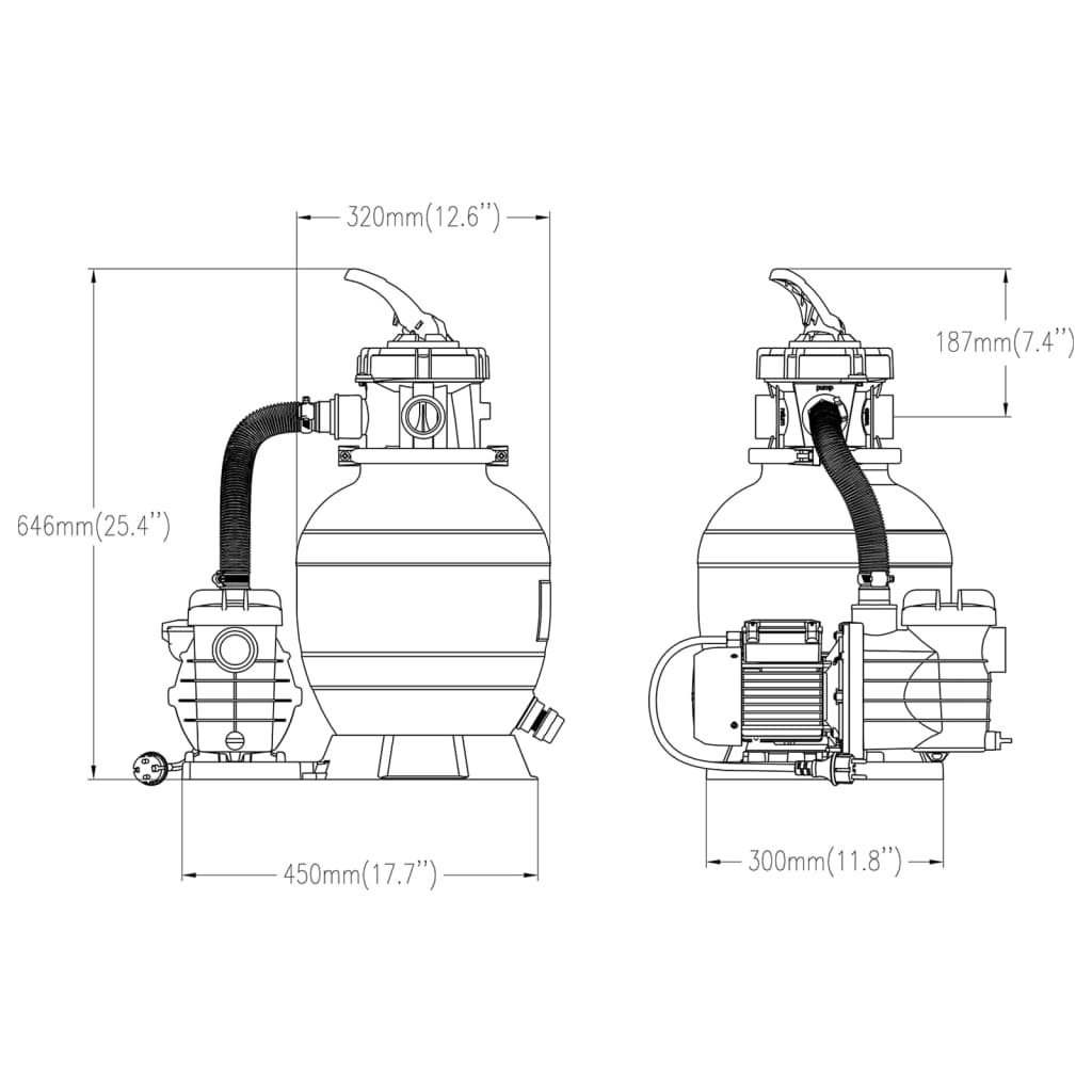 vidaXL Zwembadzandfilter met voorfilter zwart