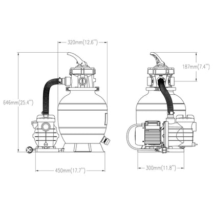 vidaXL Zwembadzandfilter met voorfilter zwart