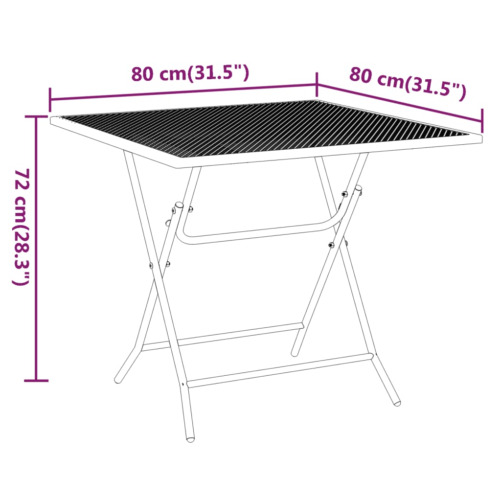 vidaXL Tuintafel 80x80x72 cm metaalgaas antracietkleurig