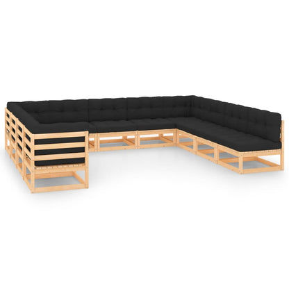 vidaXL 11-delige Loungeset met antracietkleurige kussens grenenhout