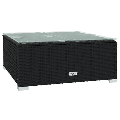 vidaXL 3-delige Loungeset met kussens poly rattan zwart