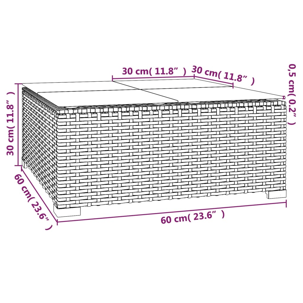 vidaXL 3-delige Loungeset met kussens poly rattan grijs