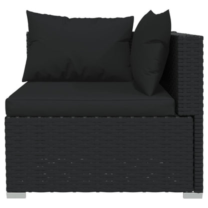 vidaXL 3-delige Loungeset met kussens poly rattan zwart