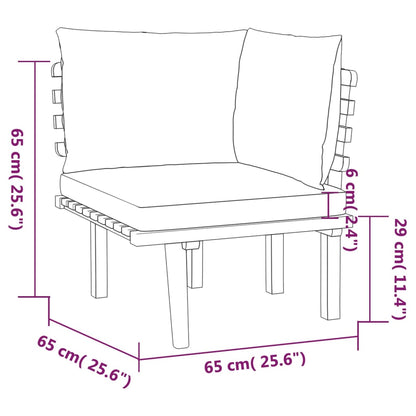 vidaXL 6-delige Loungeset met kussens massief acaciahout