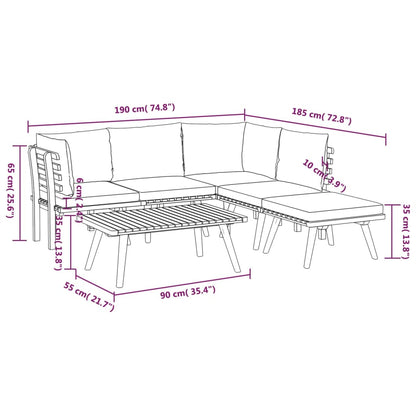 vidaXL 6-delige Loungeset met kussens massief acaciahout