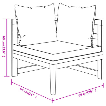 vidaXL 4-delige Loungeset met donkergrijze kussens acaciahout