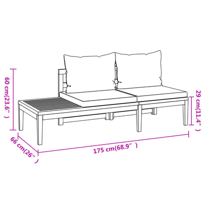 vidaXL 4-delige Loungeset met donkergrijze kussens acaciahout