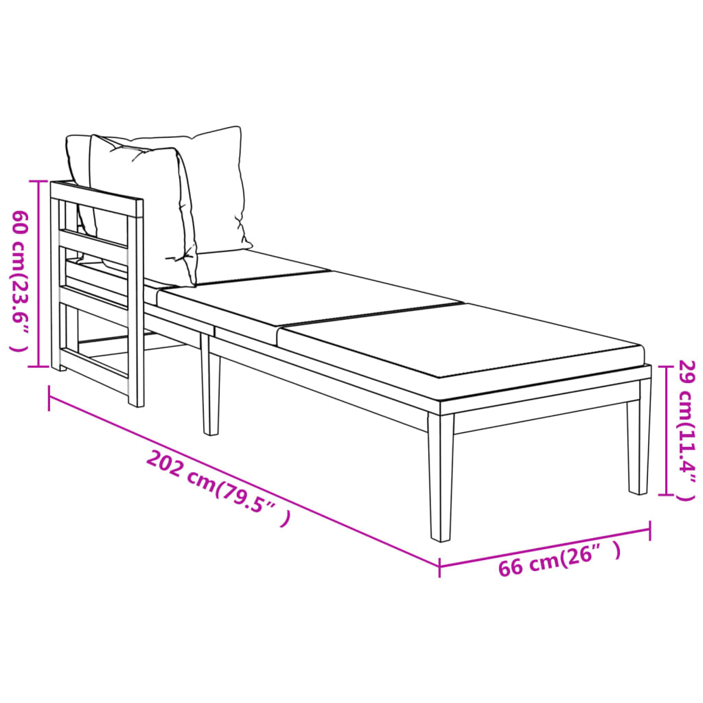 vidaXL 3-delige Loungeset met crèmewitte kussens acaciahout