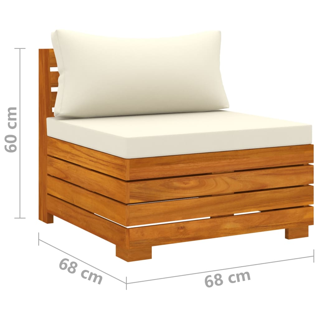 vidaXL 6-delige Loungeset met kussens massief acaciahout