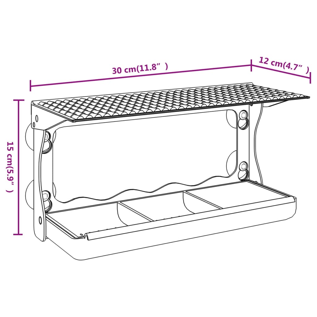 vidaXL Vogelvoederbakken voor raam 2 st 30x12x15 cm acryl