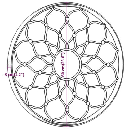 vidaXL Tuinspiegel rond 60x3 cm ijzer zandkleurig