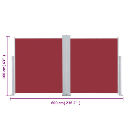 vidaXL Windscherm uittrekbaar 160x600 cm rood