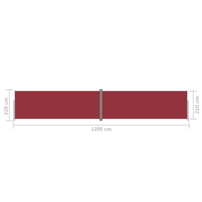 vidaXL Windscherm uittrekbaar 220x1200 cm rood