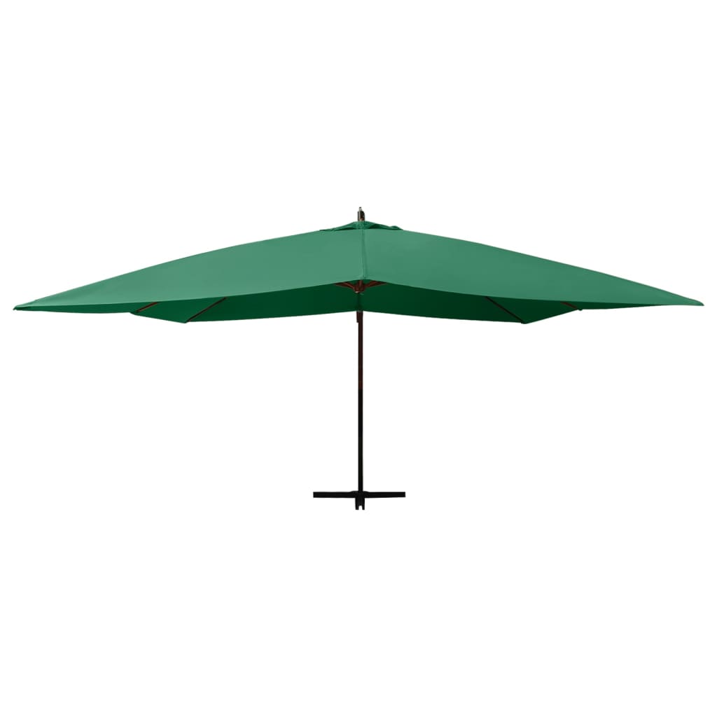 vidaXL Zweefparasol met houten paal 400x300 cm groen