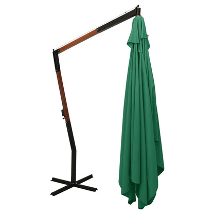 vidaXL Zweefparasol met houten paal 400x300 cm groen