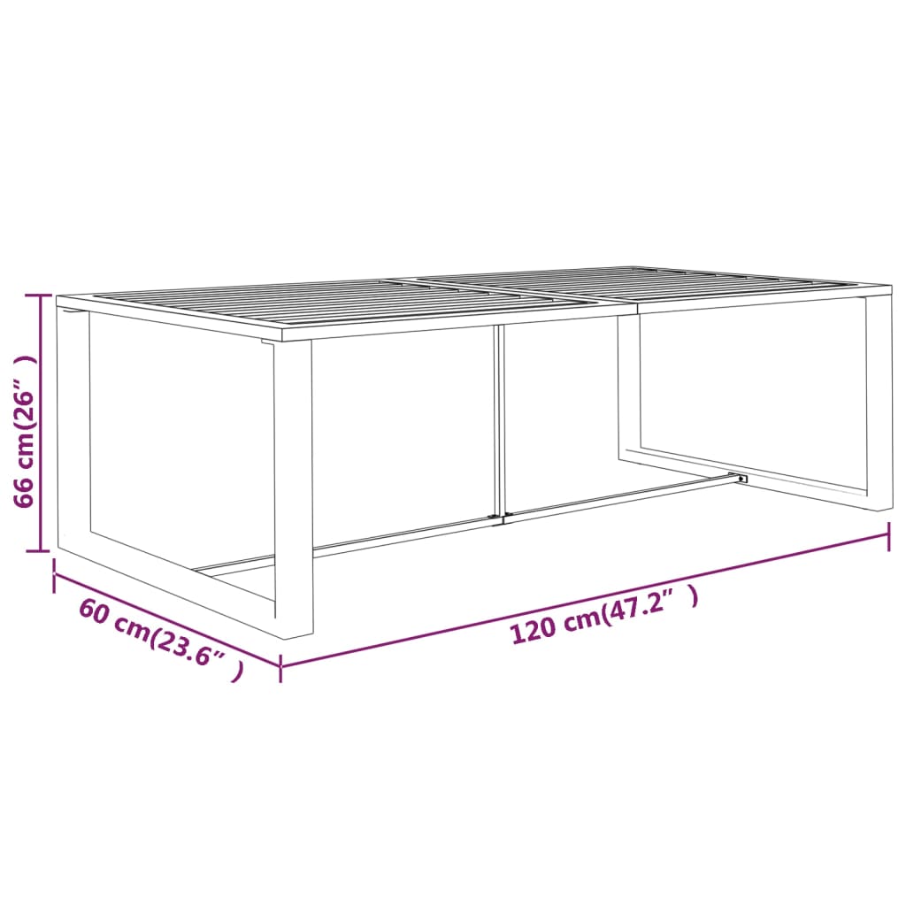 vidaXL Tuintafel 120x60x66 cm aluminium antracietkleurig