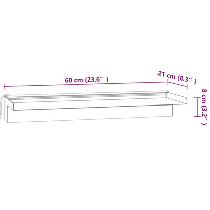 vidaXL Watervaloverlaat met RGB LED's 60 cm roestvrij staal