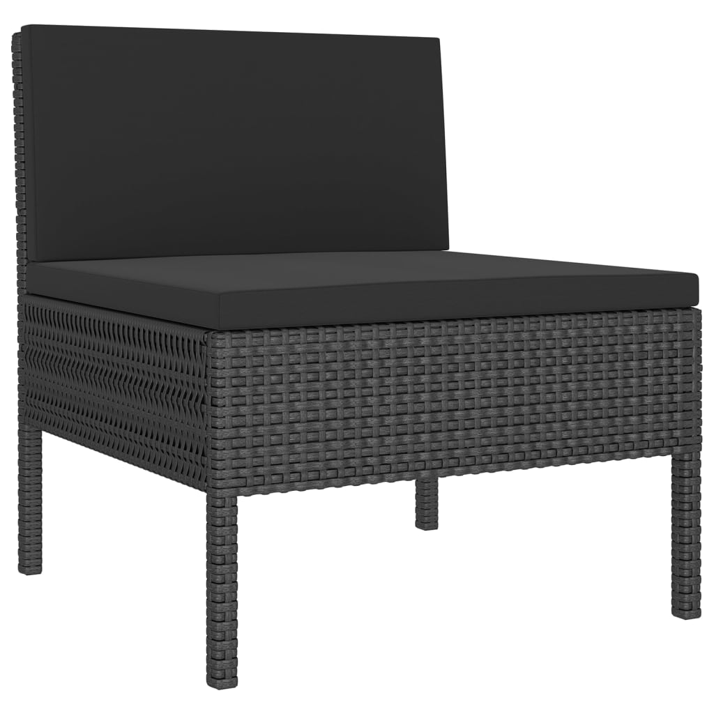 vidaXL 5-delige Loungeset met kussens poly rattan zwart