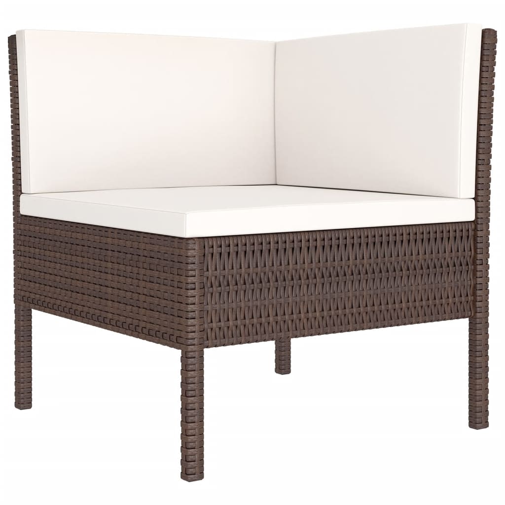 vidaXL 5-delige Loungeset met kussens poly rattan bruin