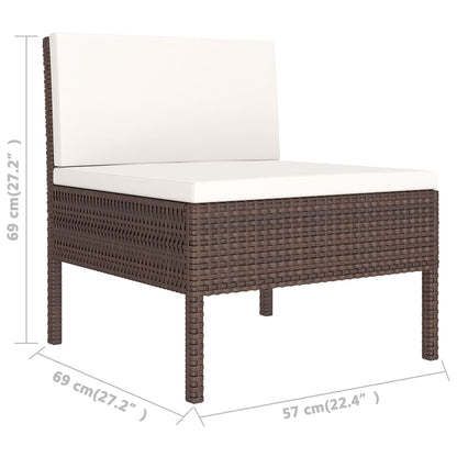 vidaXL 5-delige Loungeset met kussens poly rattan bruin