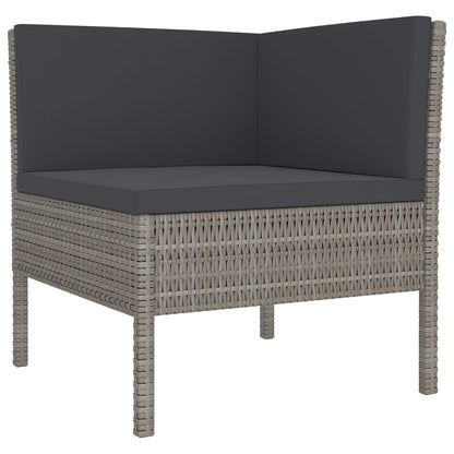 vidaXL 5-delige Loungeset met kussens poly rattan grijs