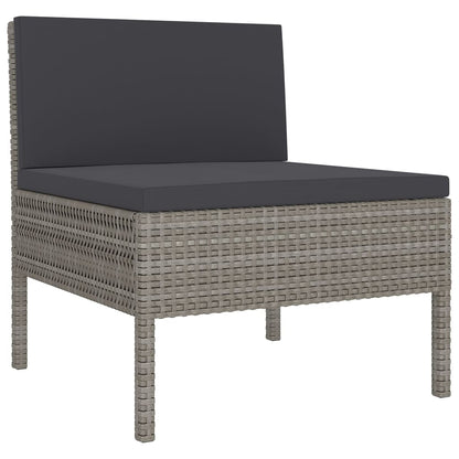 vidaXL 5-delige Loungeset met kussens poly rattan grijs