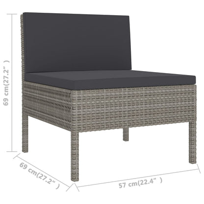 vidaXL 5-delige Loungeset met kussens poly rattan grijs