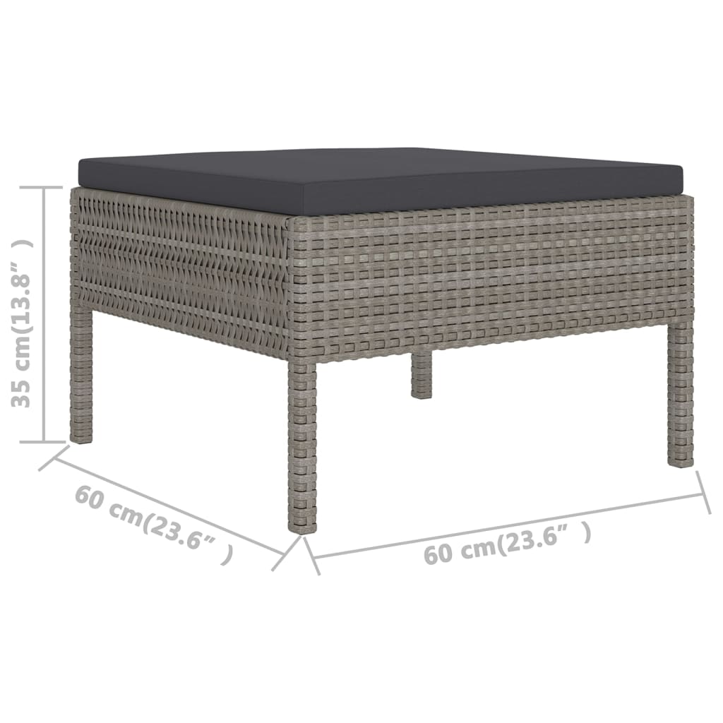 vidaXL 5-delige Loungeset met kussens poly rattan grijs