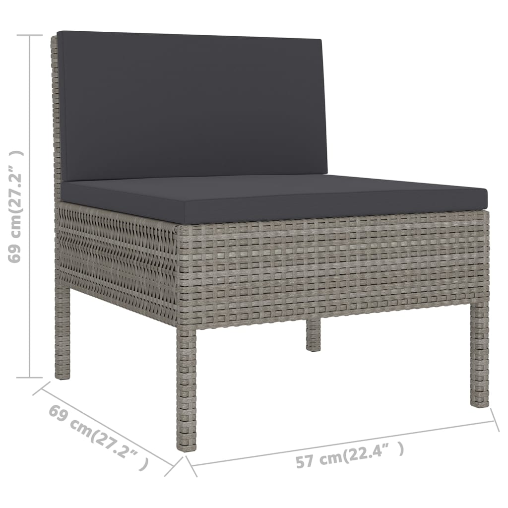 vidaXL 8-delige Loungeset met kussens poly rattan grijs