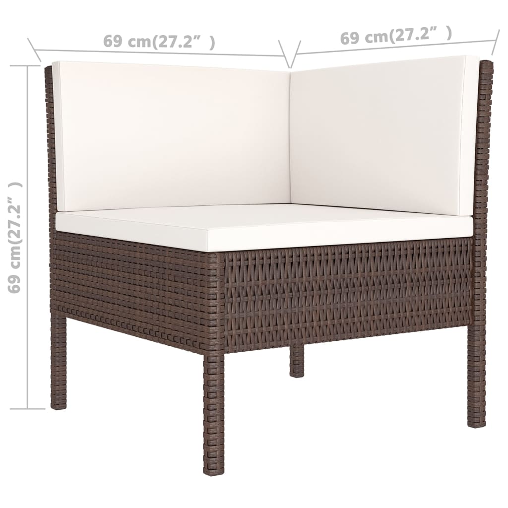 vidaXL 8-delige Loungeset met kussens poly rattan bruin