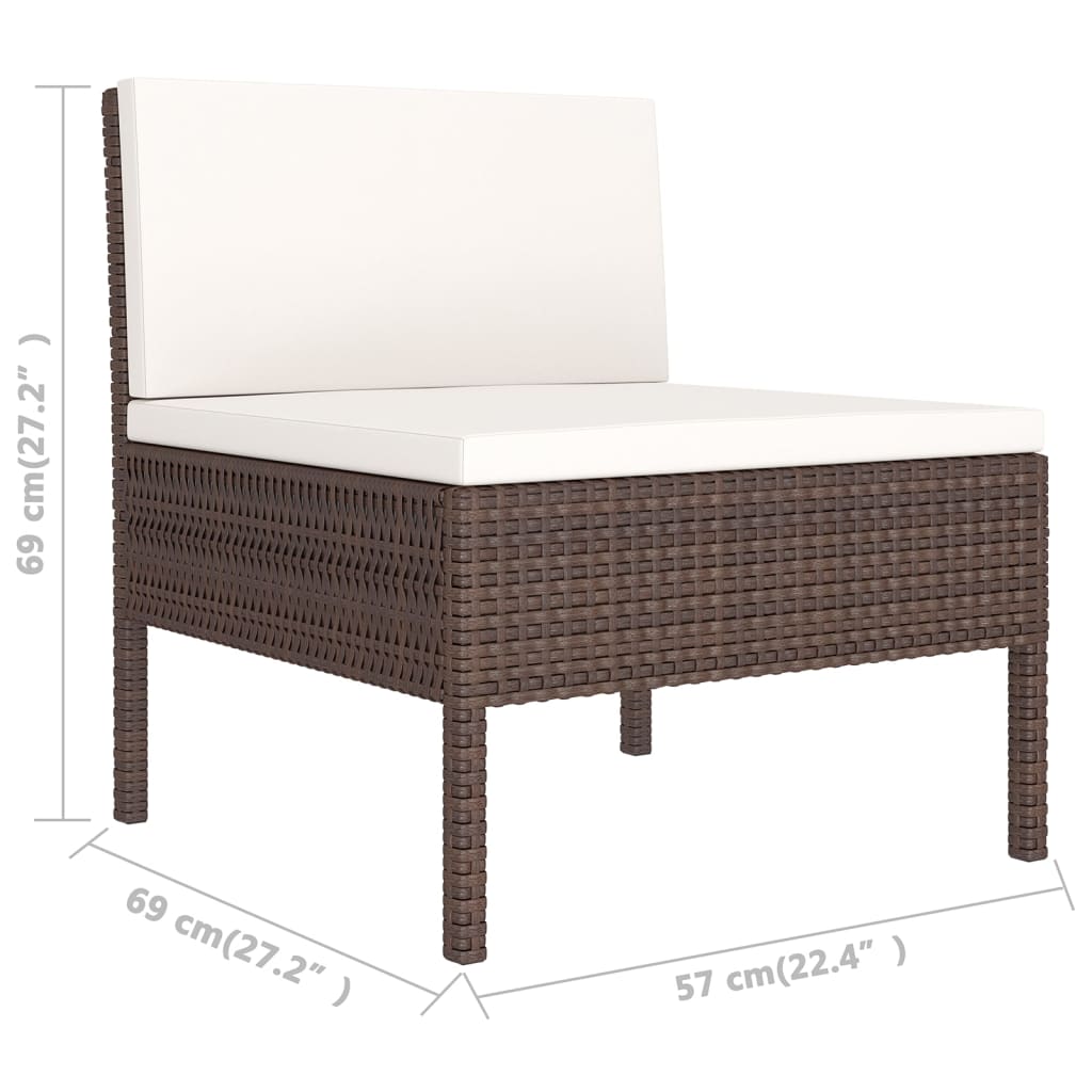 vidaXL 9-delige Loungeset met kussens poly rattan bruin