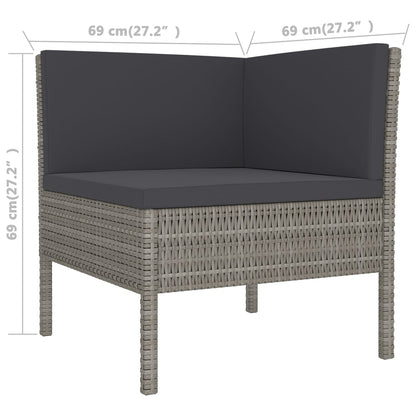 vidaXL 10-delige Loungeset met kussens poly rattan grijs