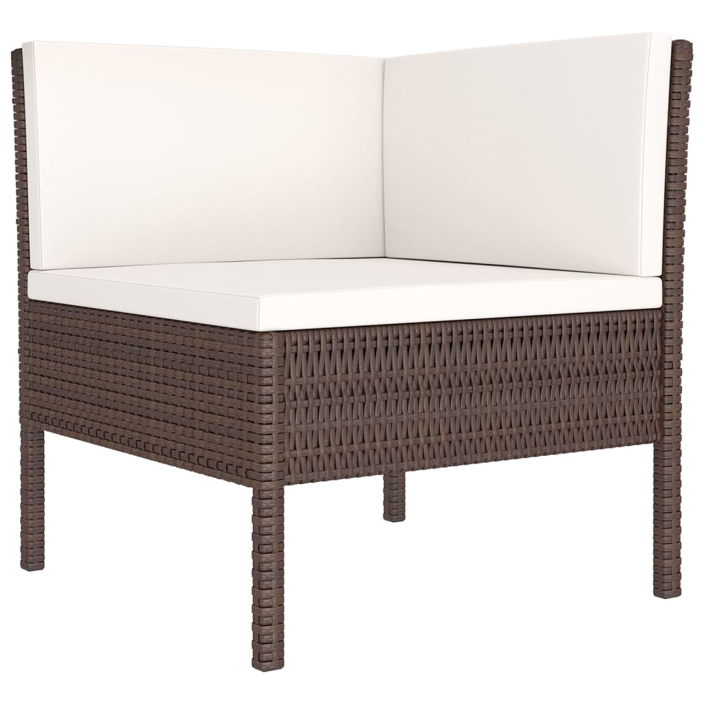 vidaXL 9-delige Loungeset met kussens poly rattan bruin