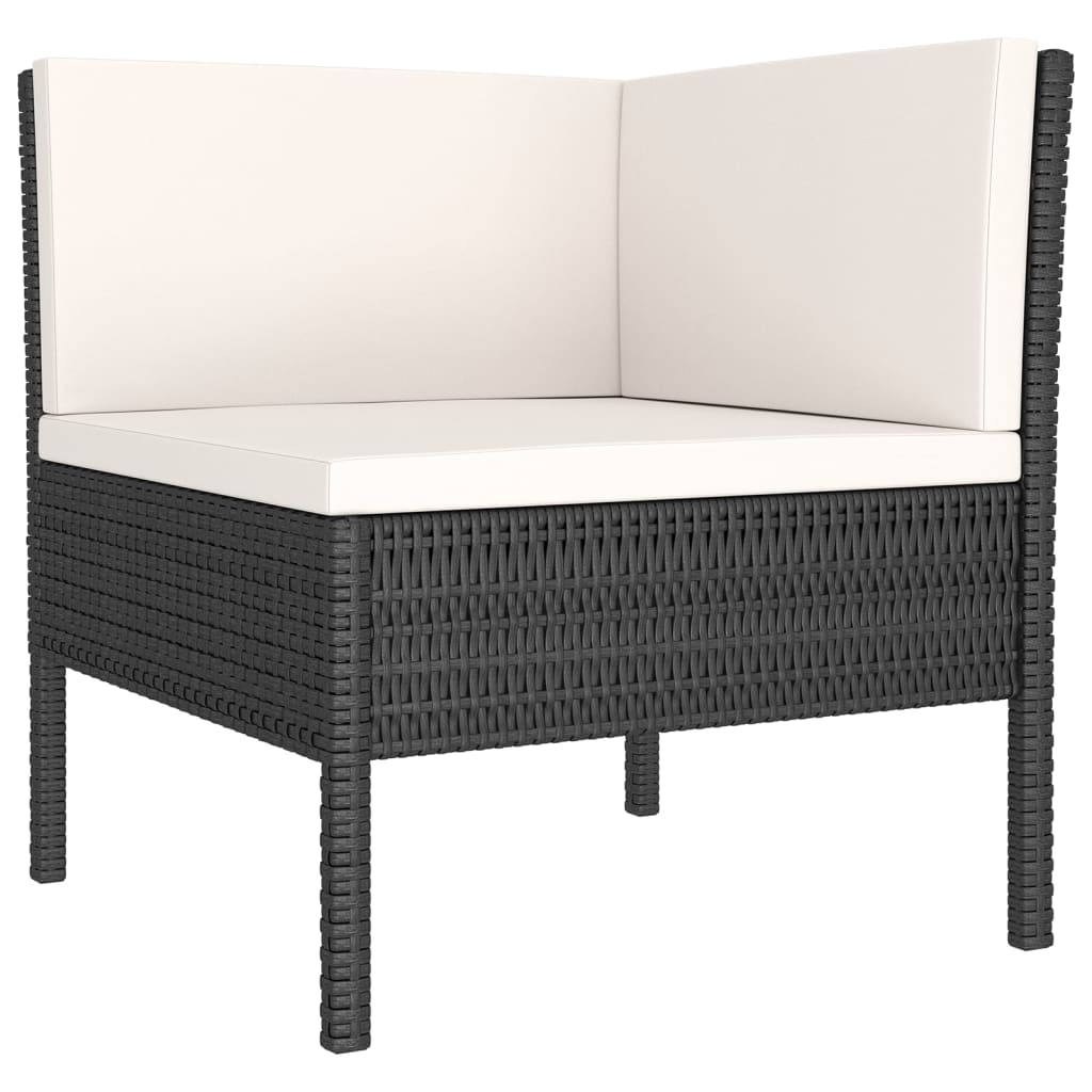 vidaXL 7-delige Loungeset met kussens poly rattan zwart