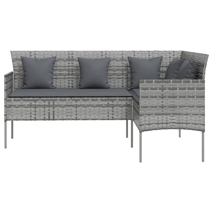 vidaXL 5-delige Loungeset met kussens L-vormig poly rattan grijs