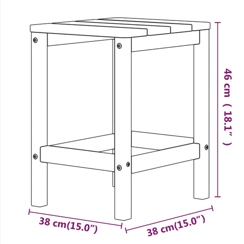 vidaXL Tuintafel Adirondack 38x38x46 cm HDPE wit