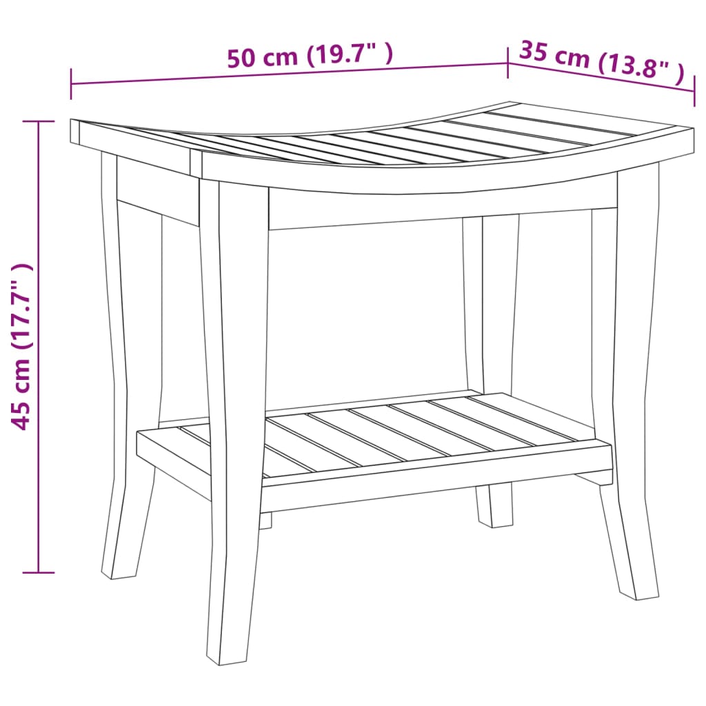 vidaXL Badkamertafel 50x35x45 cm massief teakhout