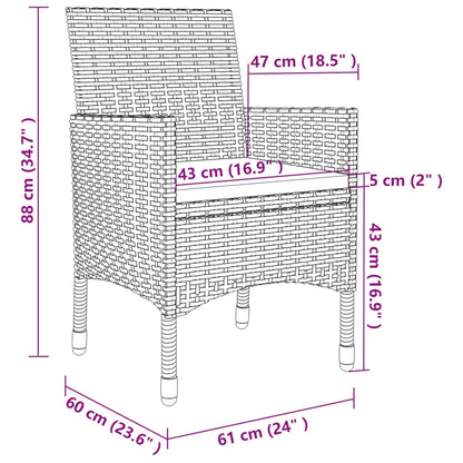 vidaXL 9-delige Tuinset met kussens poly rattan grijs