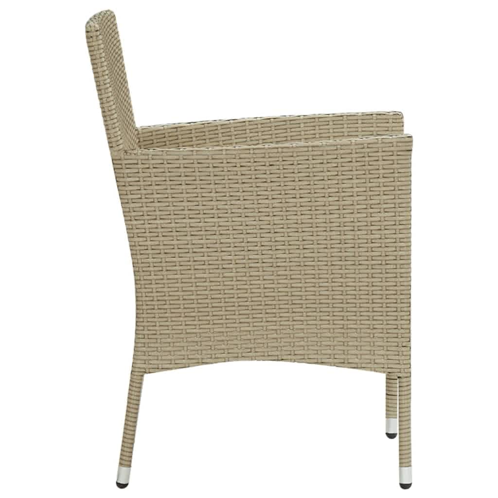 vidaXL 7-delige Tuinset met kussens poly rattan beige