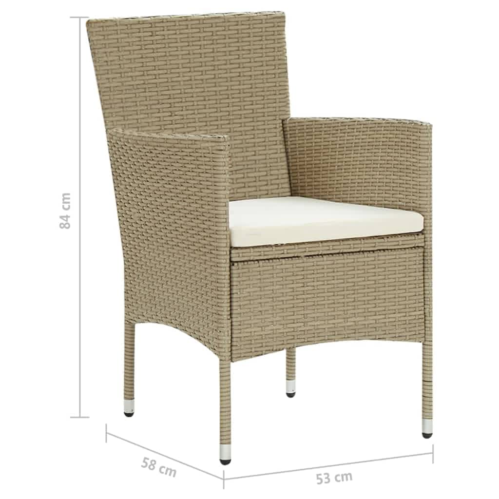 vidaXL 7-delige Tuinset met kussens poly rattan beige